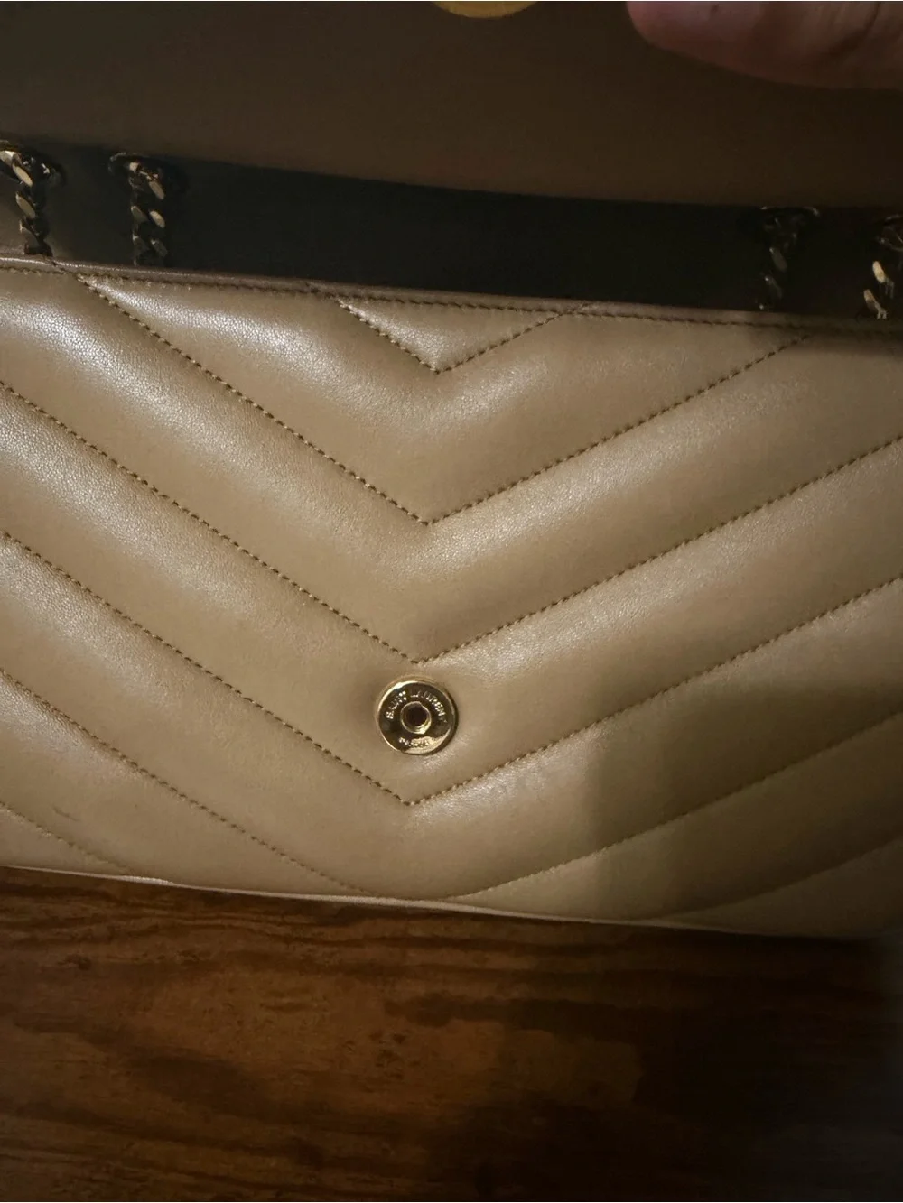 AUTHENTIC YSL Medium LouLou Lambskin Purse - Natural Tan
